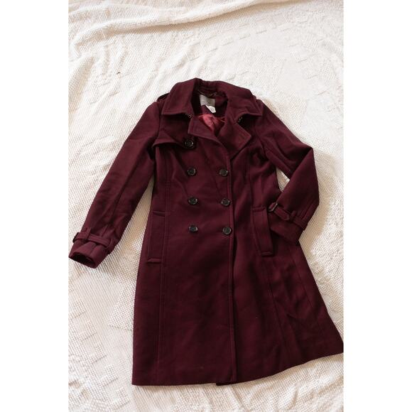 J Crew Nello Gori Trench Coat 2 Wool Cashmere burgundy prep Collegiate Old Money - Picture 1 of 7